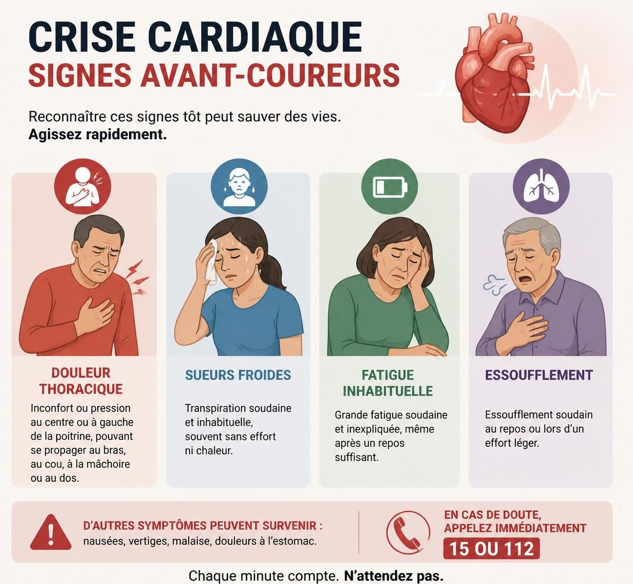 découvrez combien de temps avant une crise cardiaque apparaissent les premiers symptômes pour mieux réagir et sauver des vies.