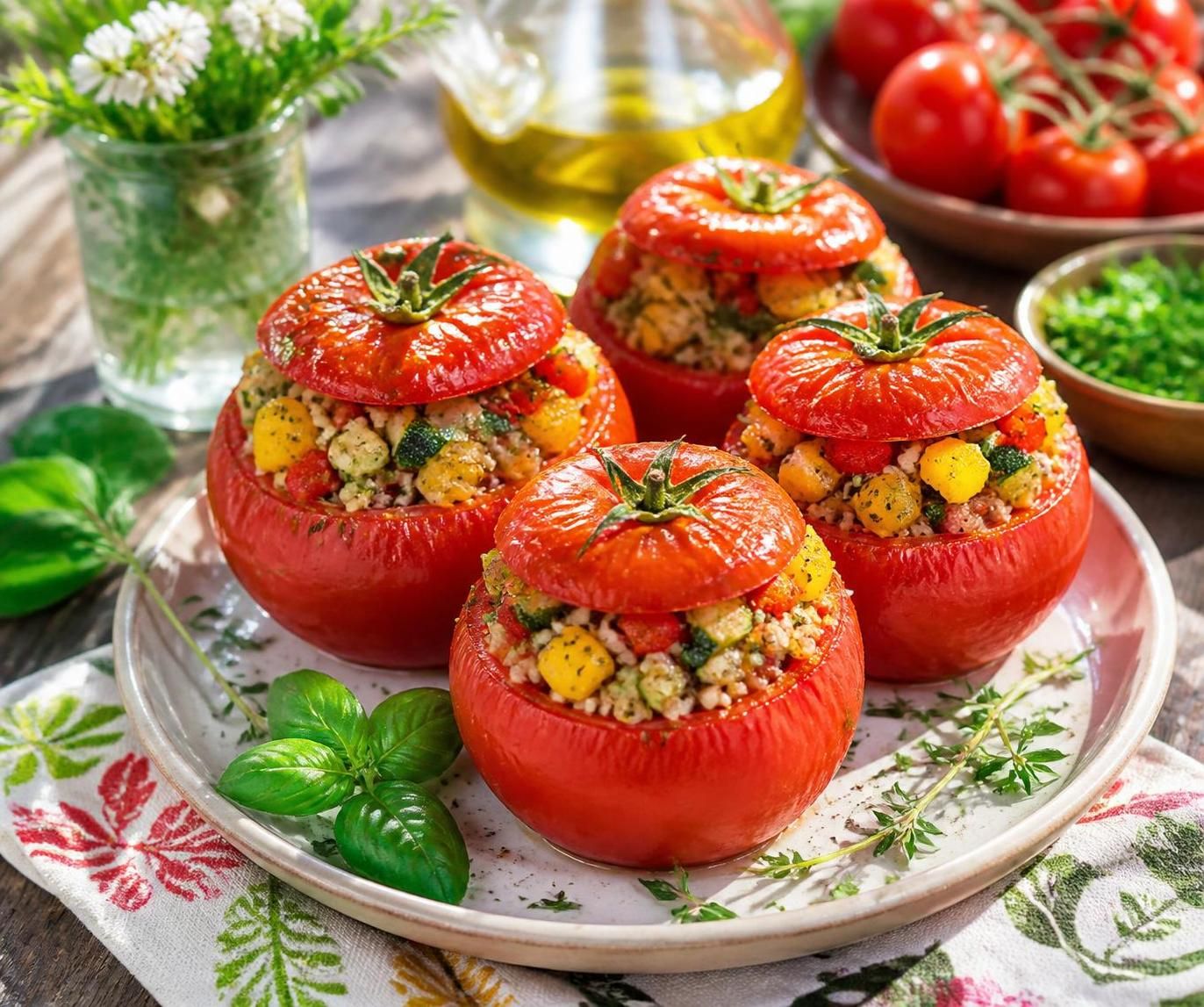 découvrez la recette légère des tomates farcies aux légumes, idéale pour sublimer vos repas d'été avec fraîcheur et saveurs méditerranéennes.