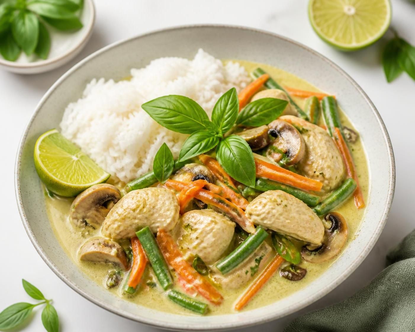 découvrez notre recette thaï de poulet aux légumes, un mélange parfait de saveurs exotiques et de fraîcheur pour un repas sain et délicieux.